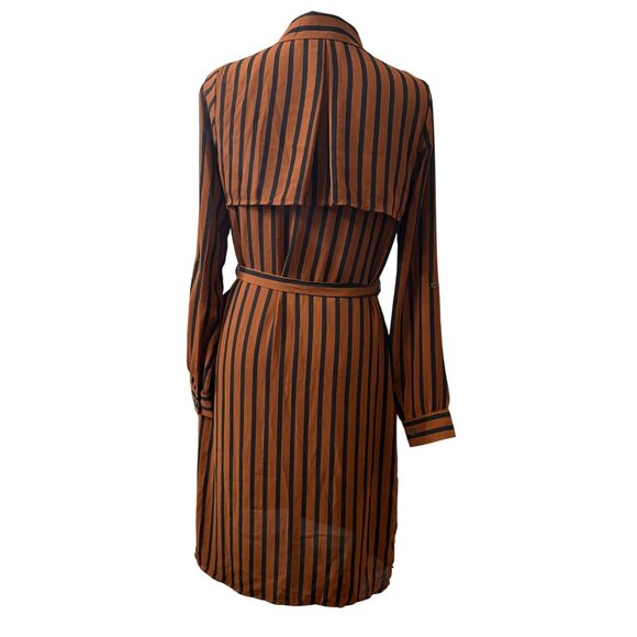 Forever 21 Contemporary Midi Striped Long-Sleeve Shirt Dress W/Belt XS - Picture 3 of 10